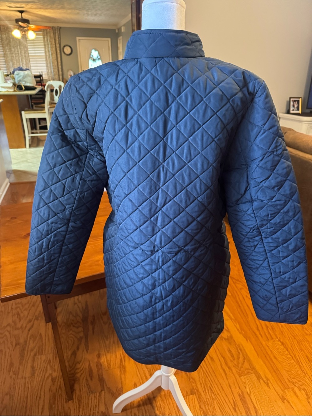 J Jill New Quilted Navy Women's Button-Front Coat medium msrp 149.00 - Picture 2 of 8